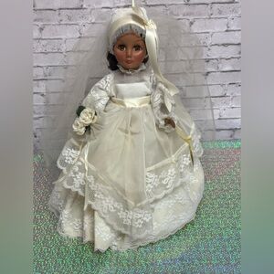 Vintage Effanbee Bridal Doll 14" Tall 1978 African America Made in USA Box Stand